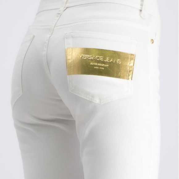 Versace Jeans White Gold Foil Pocket Skinny Fit 26 - Picture 3 of 11